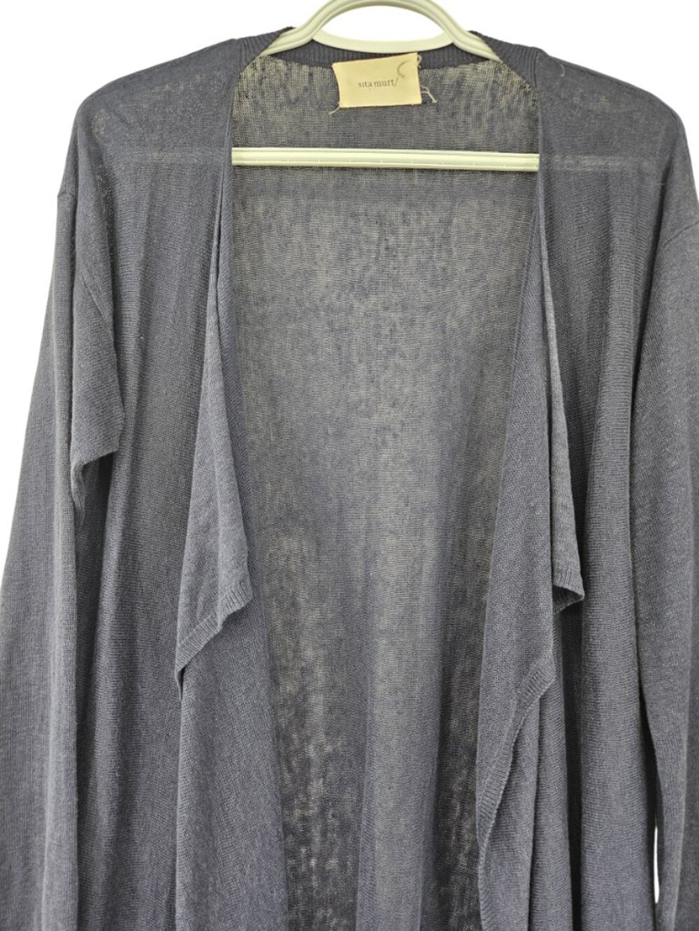 Sita Murt Open Front Waterfall Cardigan Navy Blue Women's 42 U.S. L Minimalist - Picture 3 of 12